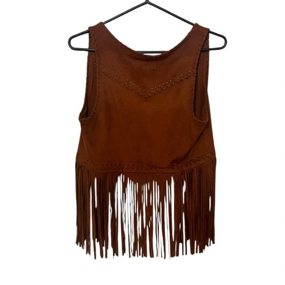 IDYLLWIND Fueled By Miranda Lambert NEW STRINGS FRINGE BROWN VEST Size Small - Picture 10 of 13